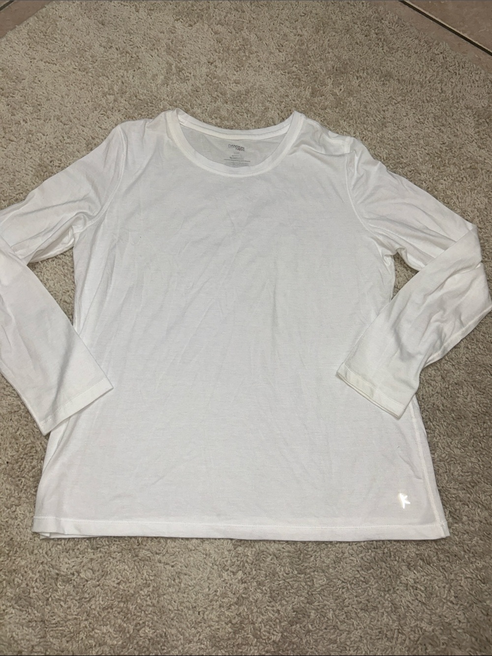Danskin White Crew Neck Long Sleeve Top
